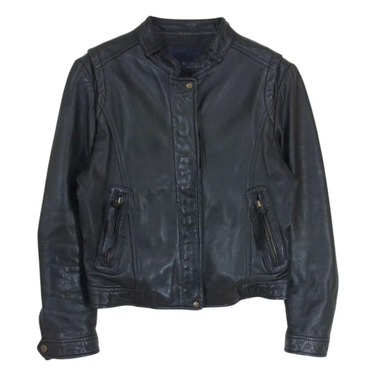 スローブ イエナ 羊革 シープ レザー シングル ライダース ジャケット ブラック系 サイズ表記無【中古】