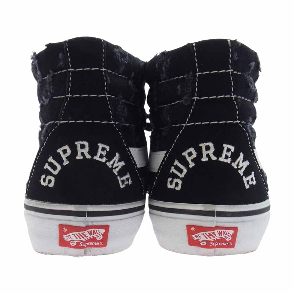 Supreme シュプリーム × VANS SK8-HI BLACK HOLE PUNCH DENIM バンズ スケート ハイ ブラック ホールパンチデニム ハイカットスニーカー ブラック系 US10(28cm)【中古】