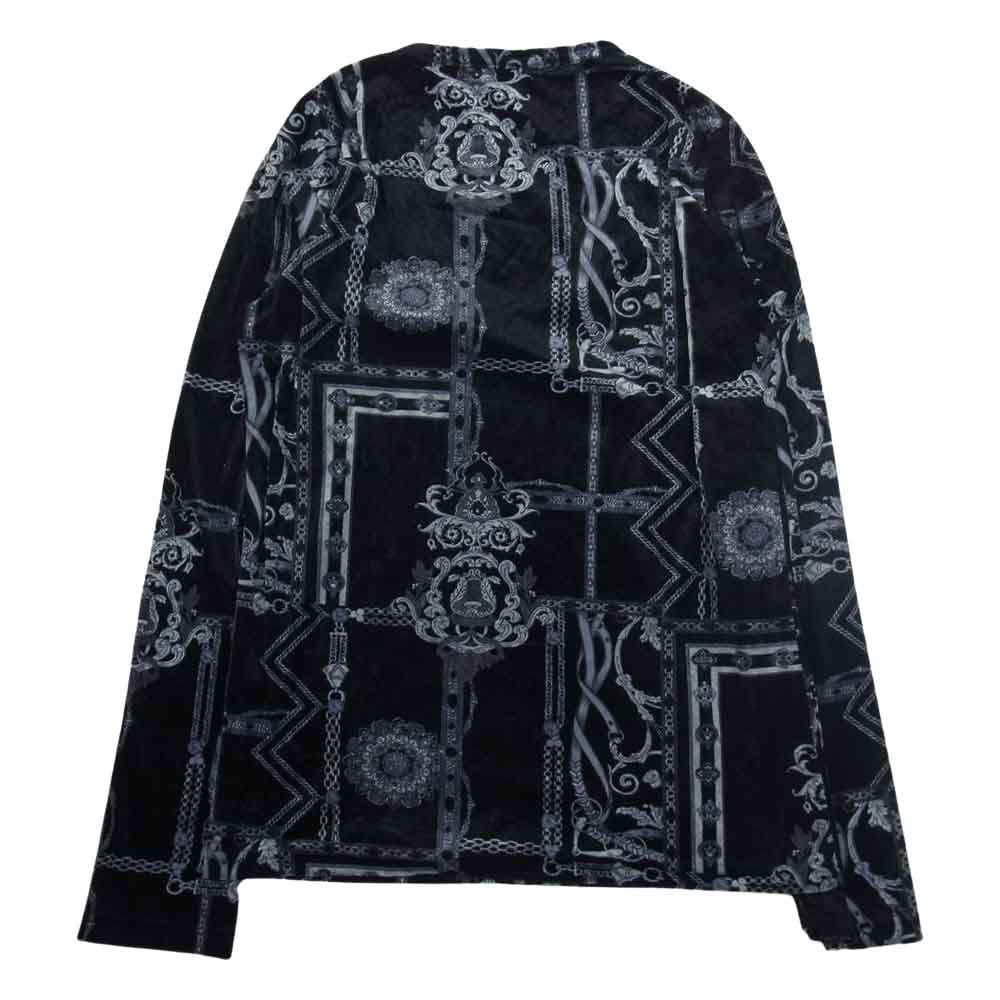 TORNADO MART トルネードマート チェーン 総柄 Uネック 総ベロア カットソー 長袖 Tシャツ ブラック系【中古】