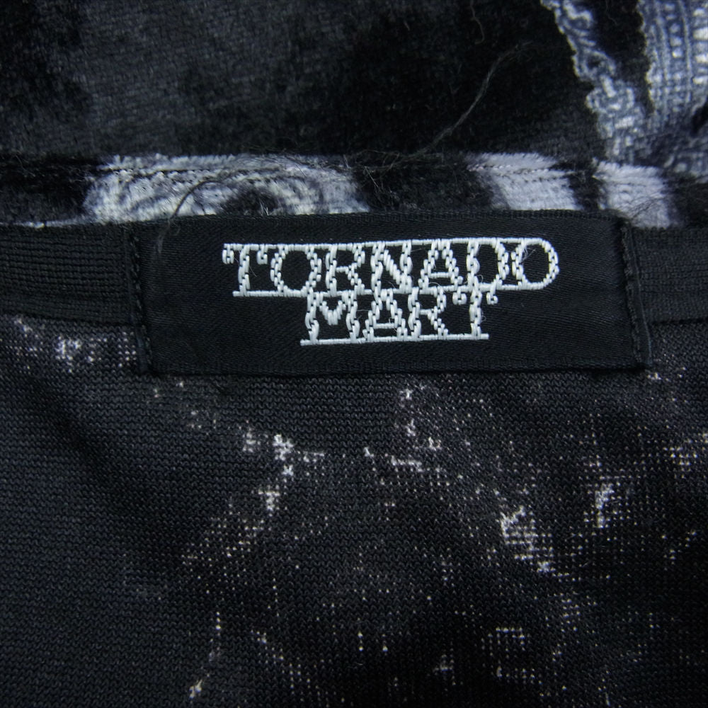 TORNADO MART トルネードマート チェーン 総柄 Uネック 総ベロア カットソー 長袖 Tシャツ ブラック系【中古】