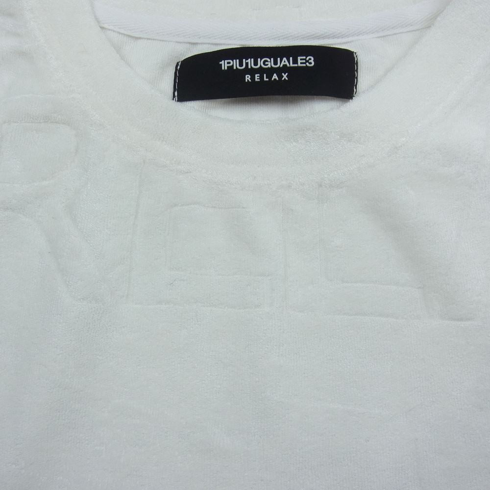 1piu1uguale3 ウノピュウノウグァーレトレ RELAX リラックス パイル モノグラム ロゴ 半袖 Tシャツ ホワイト ホワイト系 XL【中古】