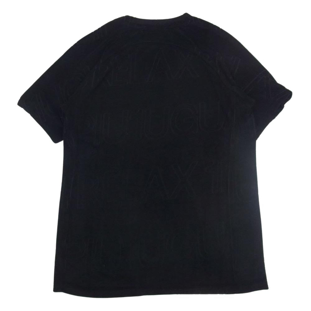 1piu1uguale3 ウノピュウノウグァーレトレ RELAX リラックス パイル モノグラム ロゴ 半袖 Tシャツ ブラック ブラック系 L【中古】