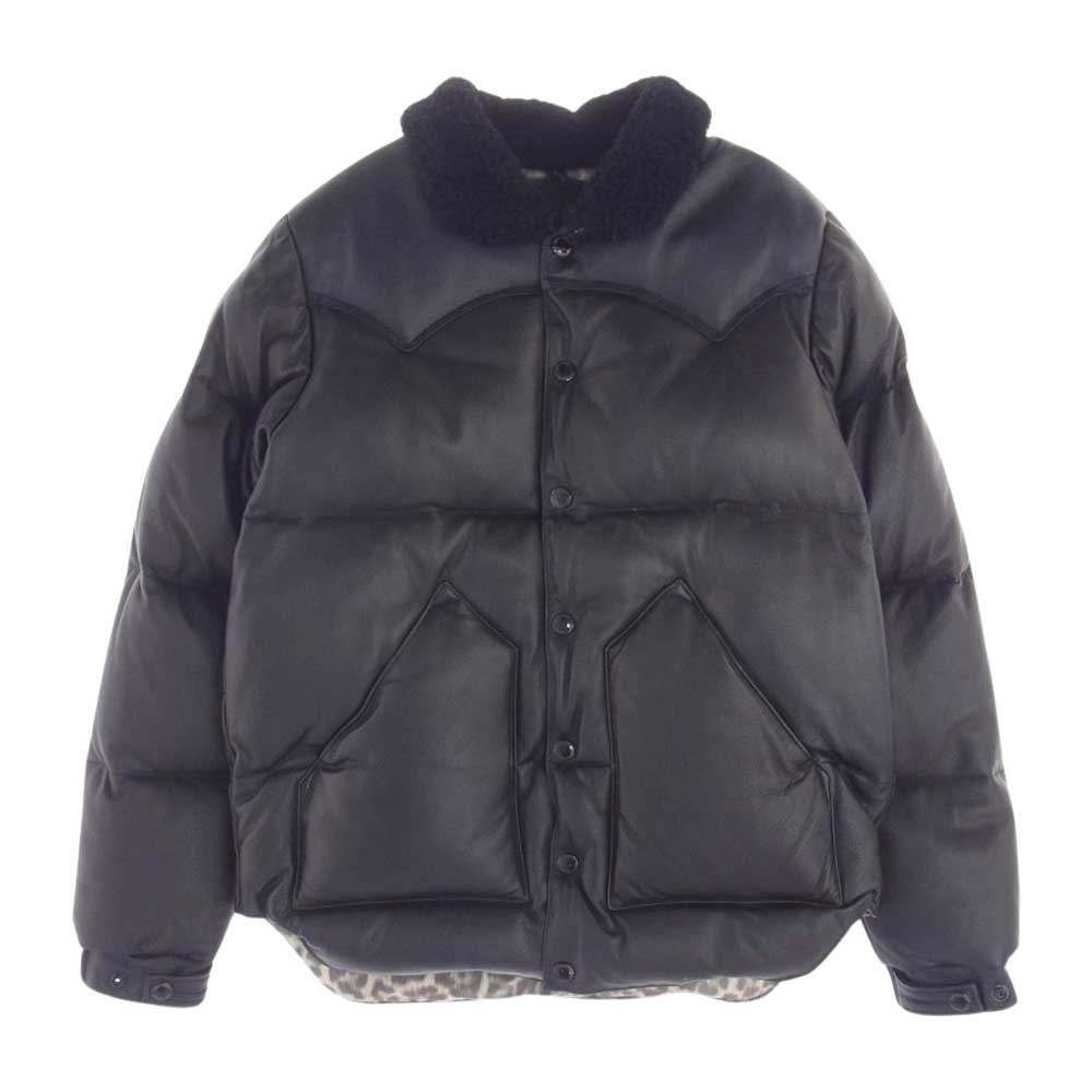 1piu1uguale3 ウノピュウノウグァーレトレ MRB337-LAB028 × ROCKY MOUNTAIN ロッキーマウンテン ボア レザー ダウン ジャケット ブラック系 IV（4）【美品】【中古】