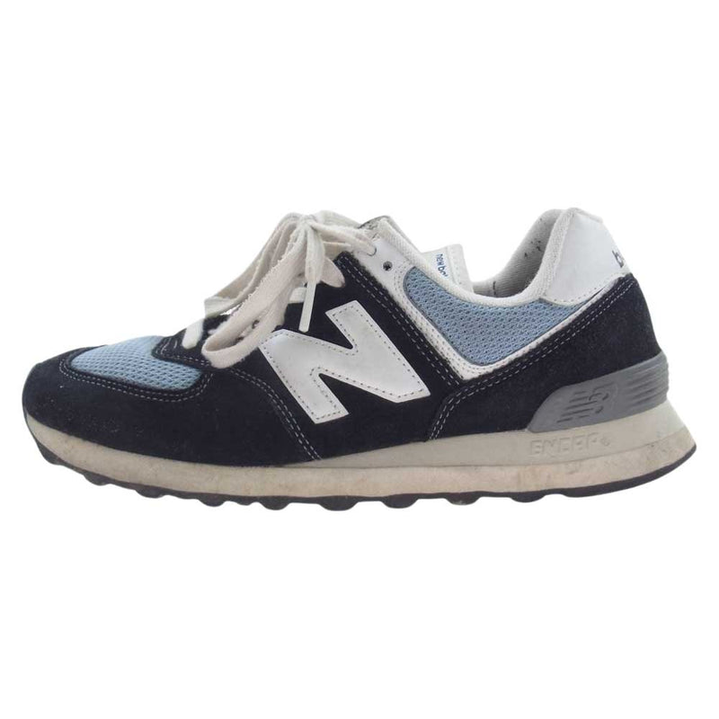 NEW BALANCE ニューバランス ML574HF2 ローカット スニーカー ブラック系 ホワイト系 ライトブルー系 25.5cm【中古】