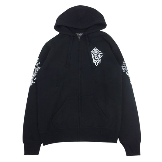 BILL WALL LEATHER ビルウォールレザー BWL Hooded Sweatshirt 裏起毛 フルジップ スウェット パーカー ブラック系 S【中古】