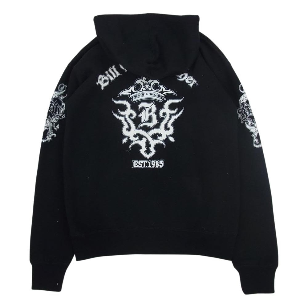 BILL WALL LEATHER ビルウォールレザー BWL Hooded Sweatshirt 裏起毛 フルジップ スウェット パーカー ブラック系 S【中古】