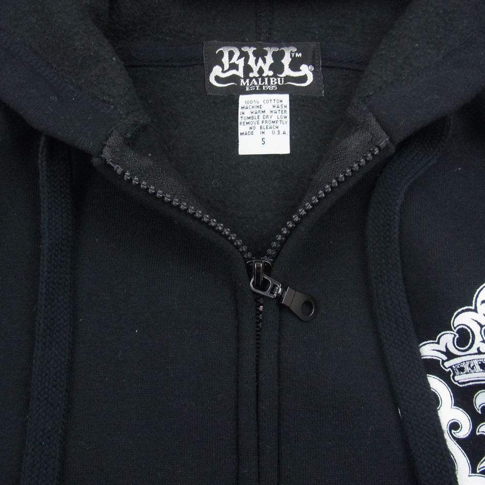 BILL WALL LEATHER ビルウォールレザー BWL Hooded Sweatshirt 裏起毛 フルジップ スウェット パーカー ブラック系 S【中古】