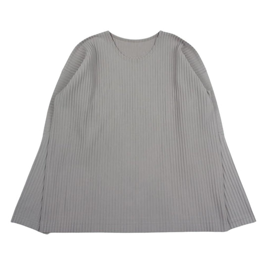 HOMME PLISSE ISSEY MIYAKE オム プリッセ イッセイミヤケ 23SS  HP31JK102 MONTHLY COLOR JANUARY  PLEATS プリーツ加工 クルーネック カットソー グレー系 2【中古】