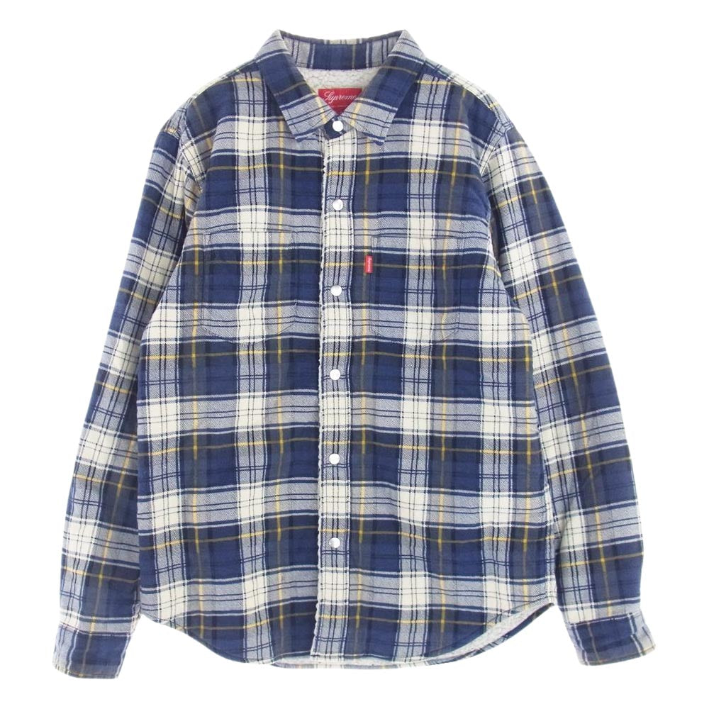 Supreme シュプリーム 15AW Flannel Sherpa Shirt フランネル シェルパ シャツ チェック ジャケット 内ボア ブルー系 マルチカラー系 S【中古】