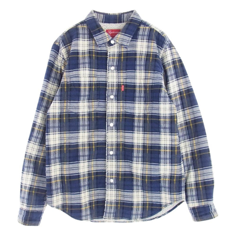 Supreme シュプリーム 15AW Flannel Sherpa Shirt フランネル シェルパ シャツ チェック ジャケット 内ボア ブルー系 マルチカラー系 S【中古】