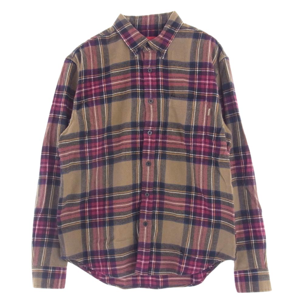 Supreme シュプリーム 19AW Tartan Flannel Shirt タータン フランネル シャツ チェック ボタンダウン ブラウン系 マルチカラー系 S【中古】