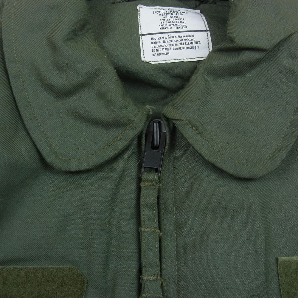 ユーエスアーミー 米軍 2010年度会計 CWU-45P Valley Apparel バレイアパレル フライトジャケット ミリタリージャケット セージグリーン カーキ系 M【中古】