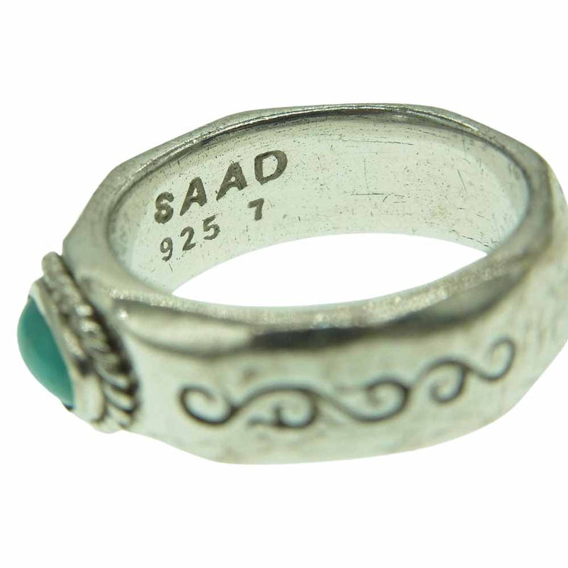 SAAD サード ターコイズ 刻印 リング シルバー系 7号【中古】