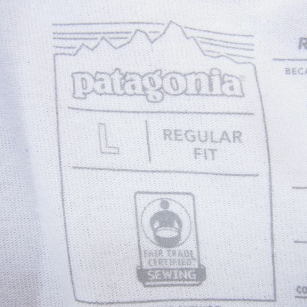 patagonia パタゴニア バックロゴプリント クルーネック 長袖 Tシャツ ホワイト系 L【中古】