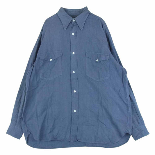 COMOLI コモリ 21AW U03-02005 ヨリ杢 ワーク 長袖 シャツ コットン 日本製 インディゴブルー系 2【中古】