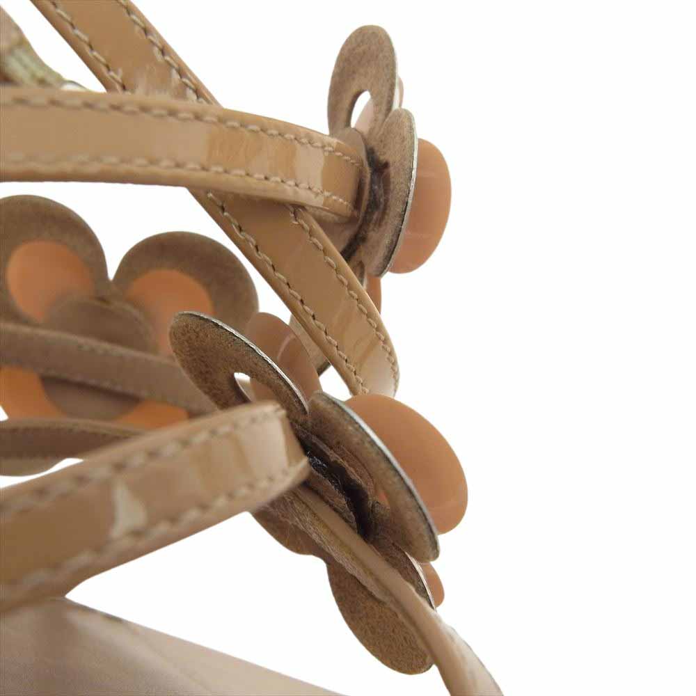 LOUIS VUITTON ルイ・ヴィトン フラワー ストラップ ハイヒール サンダル ライトブラウン系 37【中古】