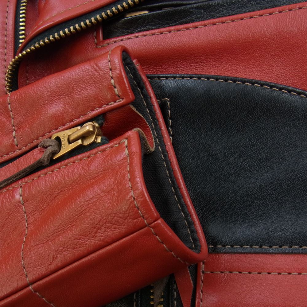 THE FLAT HEAD ザフラットヘッド WRJ-51 ホースハイド 馬革 ダブル ライダース ジャケット レッド系 36【新古品】【未使用】【中古】