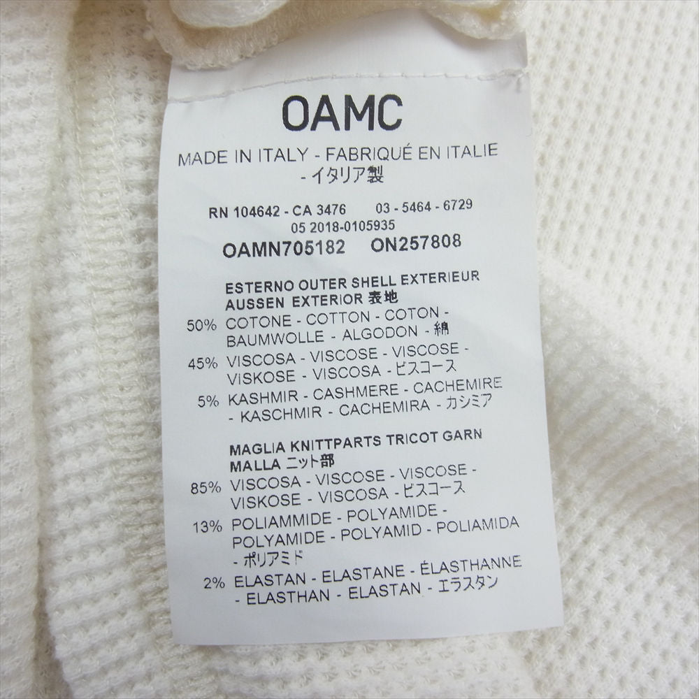 オーエーエムシー OAMN705182 WAFFLE S/S TOP ロゴプリント ワッフル 半袖 Tシャツ カットソー ホワイト系 MEDIUM【中古】