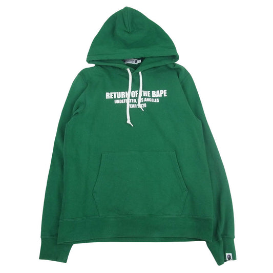 A BATHING APE アベイシングエイプ 001PPG731903X × UNDEFEATED PULLOVER HOODIE アンディフィーテッド プルオーバー スウェット パーカー グリーン系 L【中古】