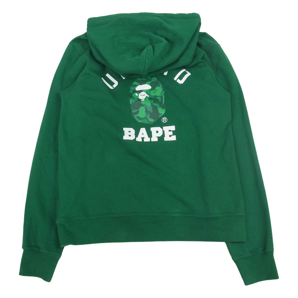 A BATHING APE アベイシングエイプ 001PPG731903X × UNDEFEATED PULLOVER HOODIE アンディフィーテッド プルオーバー スウェット パーカー グリーン系 L【中古】