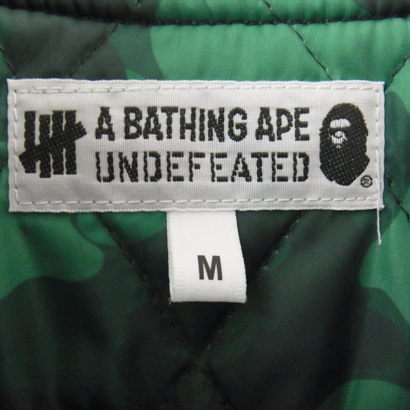 A BATHING APE アベイシングエイプ 20AW × UNDFTD VARSITY JACKET アンディフィーテッド バーシティジャケット スタジャン グリーン  ホワイト系 グリーン系 M【中古】