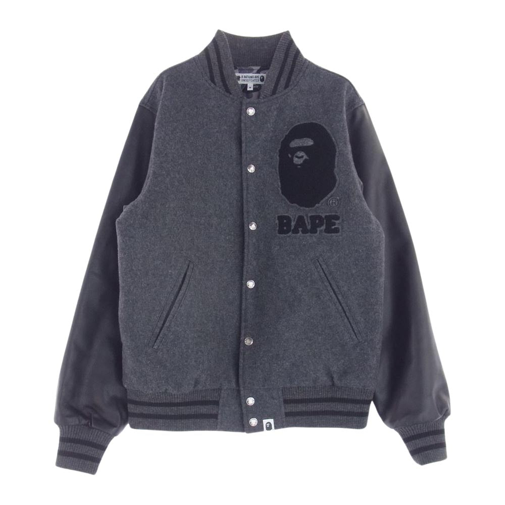 A BATHING APE アベイシングエイプ 20AW × UNDFTD VARSITY JACKET アンディフィーテッド バーシティジャケット スタジャン ブラック  ブラック系 ダークグレー系 M【中古】