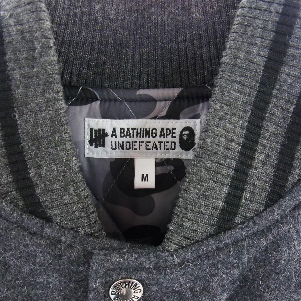 A BATHING APE アベイシングエイプ 20AW × UNDFTD VARSITY JACKET アンディフィーテッド バーシティジャケット スタジャン ブラック  ブラック系 ダークグレー系 M【中古】