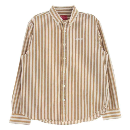 Supreme シュプリーム 19AW Denim Shirt Tan Stripe デニム ストライプ 長袖 シャツ ライトブラウン系 オフホワイト系 S【中古】