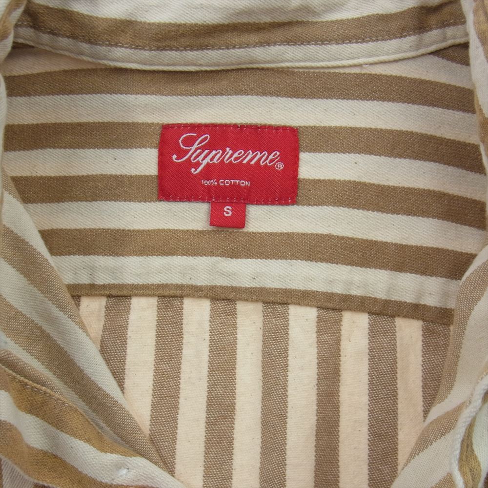 Supreme シュプリーム 19AW Denim Shirt Tan Stripe デニム ストライプ 長袖 シャツ ライトブラウン系 オフホワイト系 S【中古】