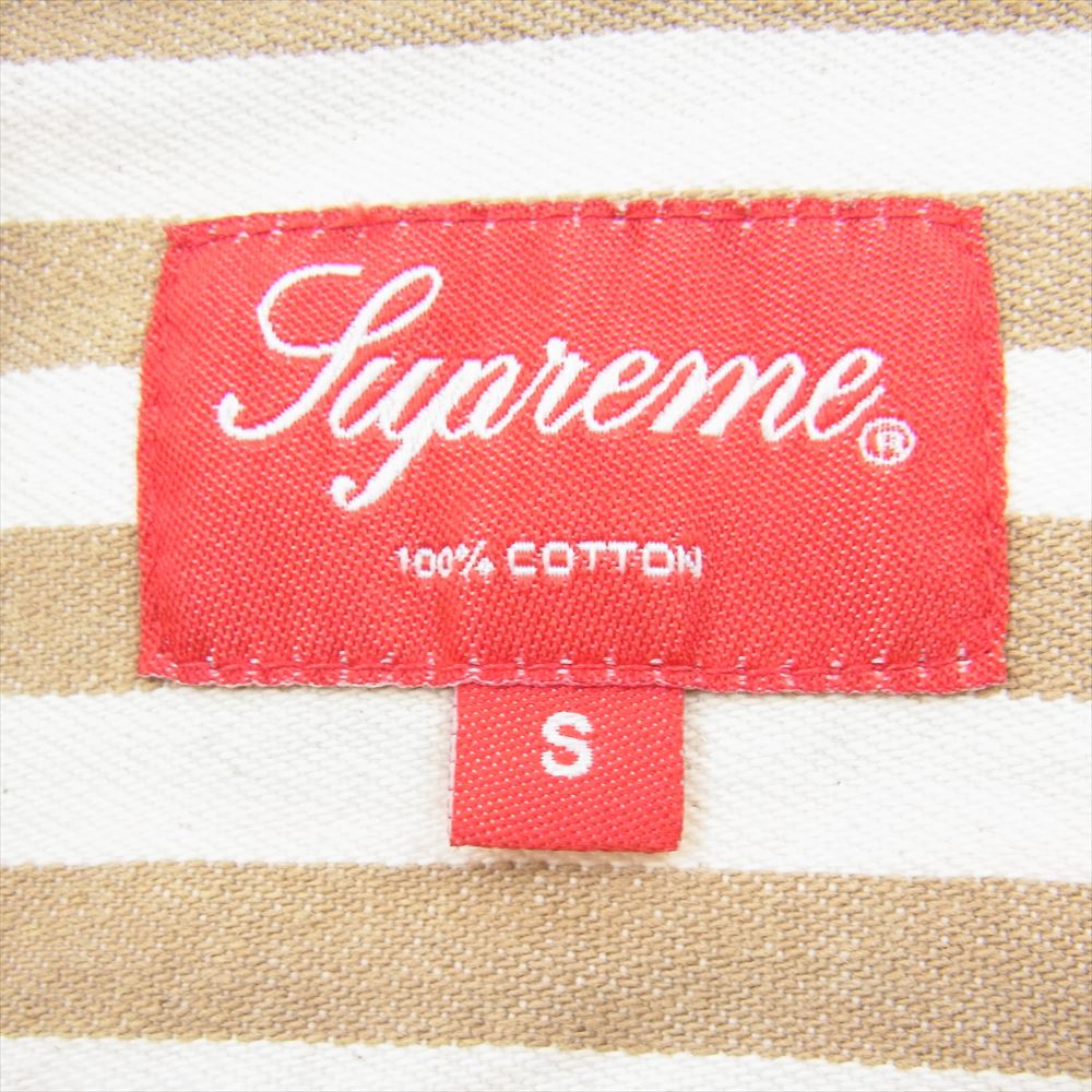 Supreme シュプリーム 19AW Denim Shirt Tan Stripe デニム ストライプ 長袖 シャツ ライトブラウン系 オフホワイト系 S【中古】