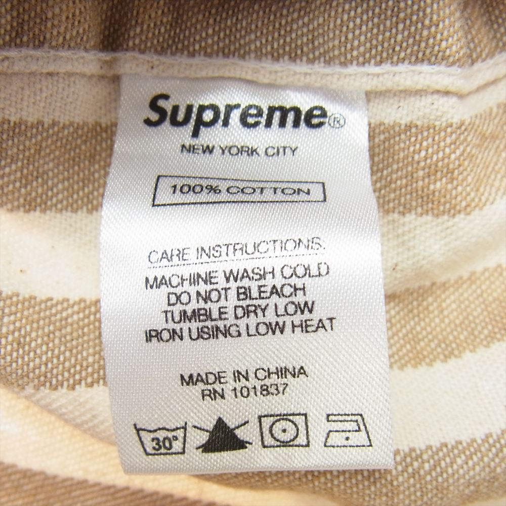 Supreme シュプリーム 19AW Denim Shirt Tan Stripe デニム ストライプ 長袖 シャツ ライトブラウン系 オフホワイト系 S【中古】
