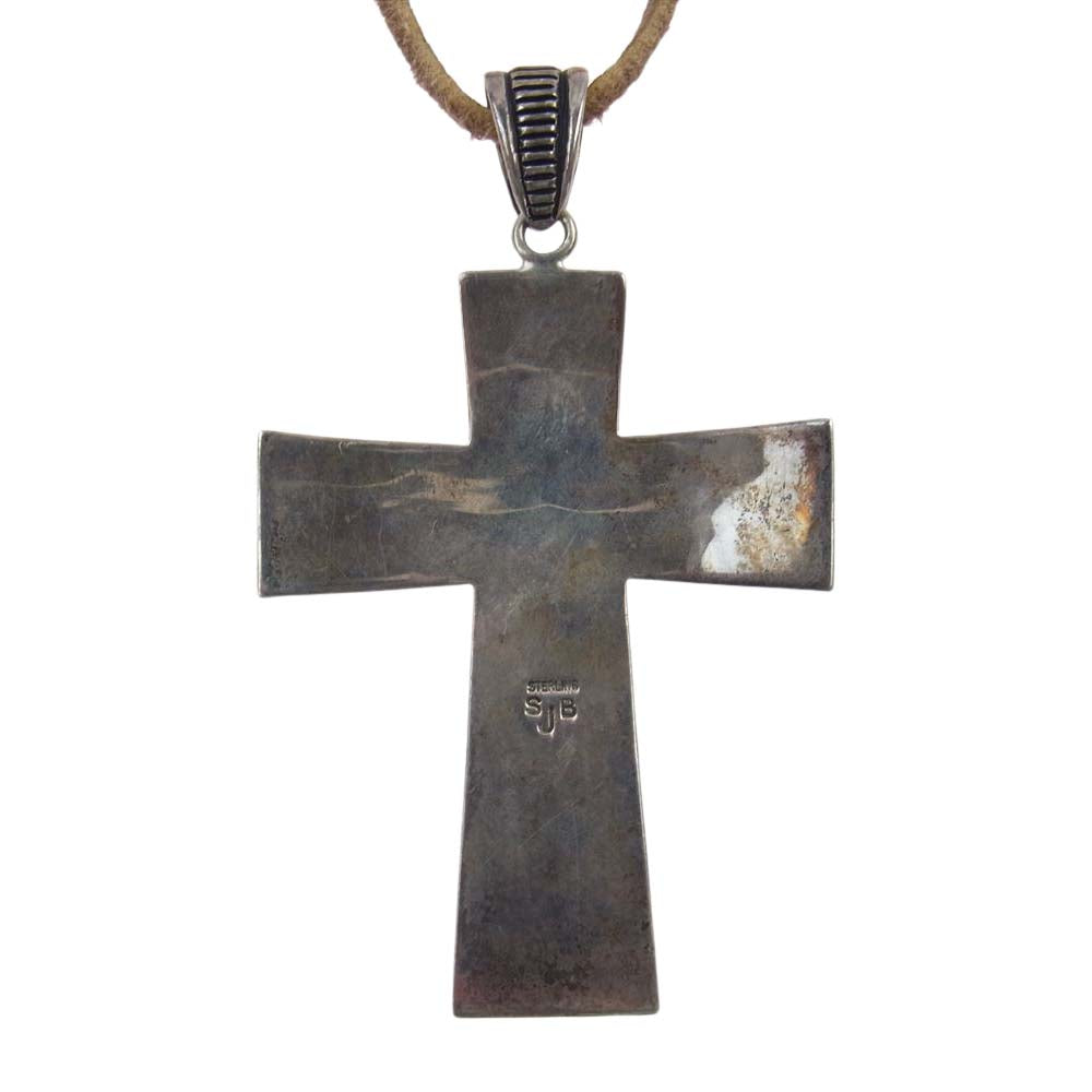 ナバホ Steven J Begay スティーブンジェイビゲイ シルバー クロス レザー ネックレス シルバー系【中古】