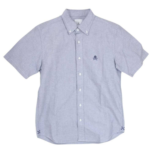 uniform experiment ユニフォームエクスペリメント UE-000011 ボタンダウン ロゴ刺繍 半袖 シャツ ブルー系 3【中古】