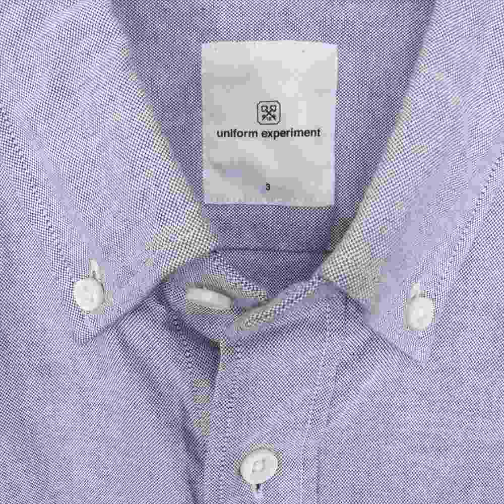 uniform experiment ユニフォームエクスペリメント UE-000011 ボタンダウン ロゴ刺繍 半袖 シャツ ブルー系 3【中古】