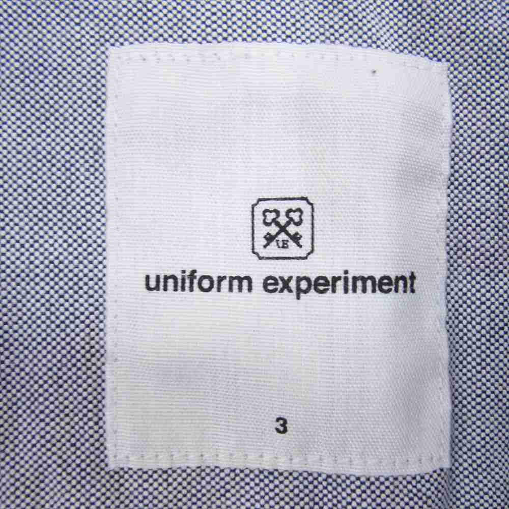 uniform experiment ユニフォームエクスペリメント UE-000011 ボタンダウン ロゴ刺繍 半袖 シャツ ブルー系 3【中古】