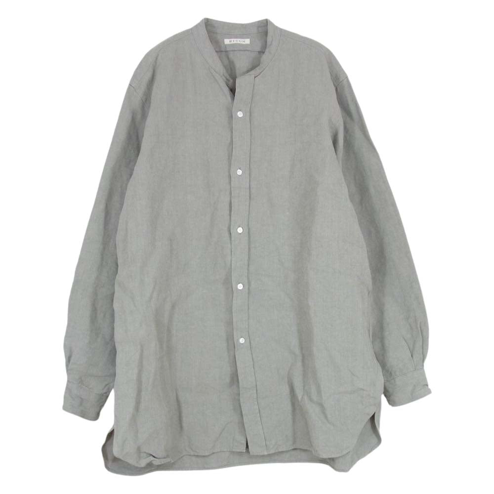 ユーゲン SHIRT 065 Linen Rob リネン 長袖 ロング シャツ ジャケット カーキ系 2【中古】