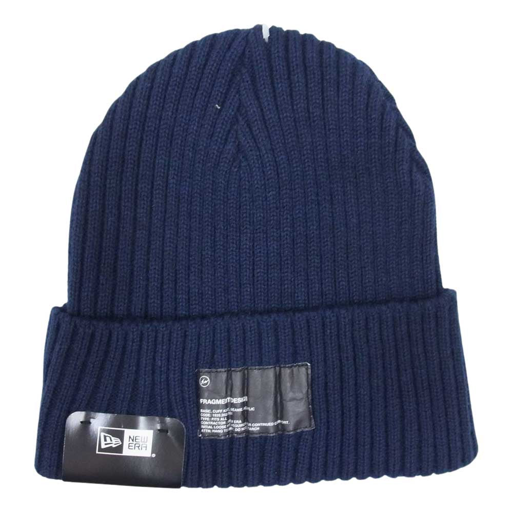 FRAGMENT DESIGN フラグメントデザイン NEW ERA ロゴパッチ ニット帽 ビーニー ネイビー系【極上美品】【中古】