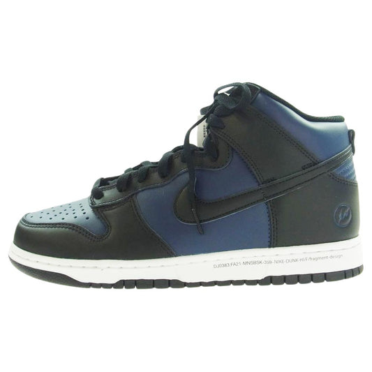 NIKE ナイキ DJ0383-400 × FRAGMENT DUNK HIGH CITY PACK MIDNIGHT NAVY フラグメント ダンク ハイ シティパック ミッドナイトネイビー ハイカット スニーカー ブラック系 ネイビー系 27.5cm【極上美品】【中古】
