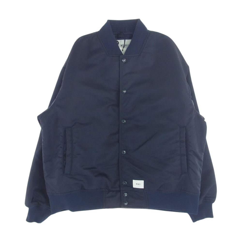 WTAPS ダブルタップス 21AW 212TQDT-JKM01 TEAM JACKET NYLON TWILL クロスボーン 刺繍 ボンバー ジャケット チームジャケット ネイビー系 M【新古品】【未使用】【中古】