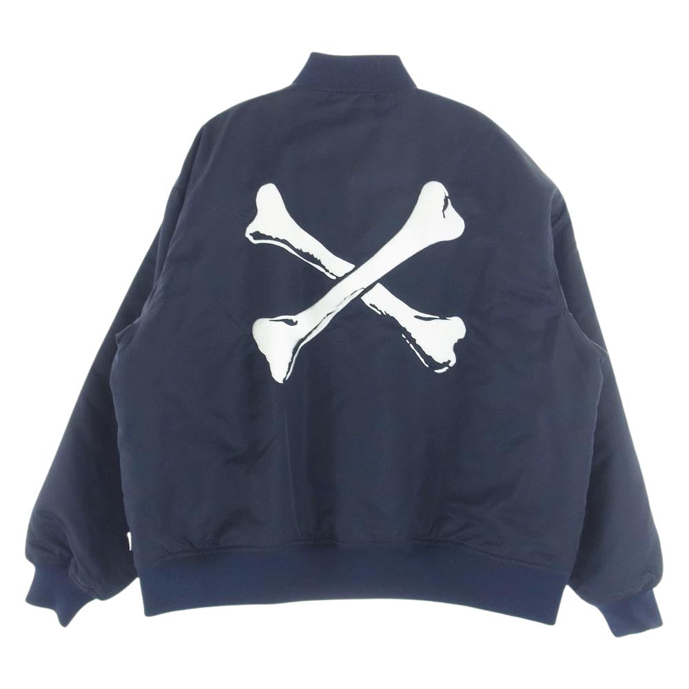 WTAPS ダブルタップス 21AW 212TQDT-JKM01 TEAM JACKET NYLON TWILL クロスボーン 刺繍 ボンバー ジャケット チームジャケット ネイビー系 M【新古品】【未使用】【中古】