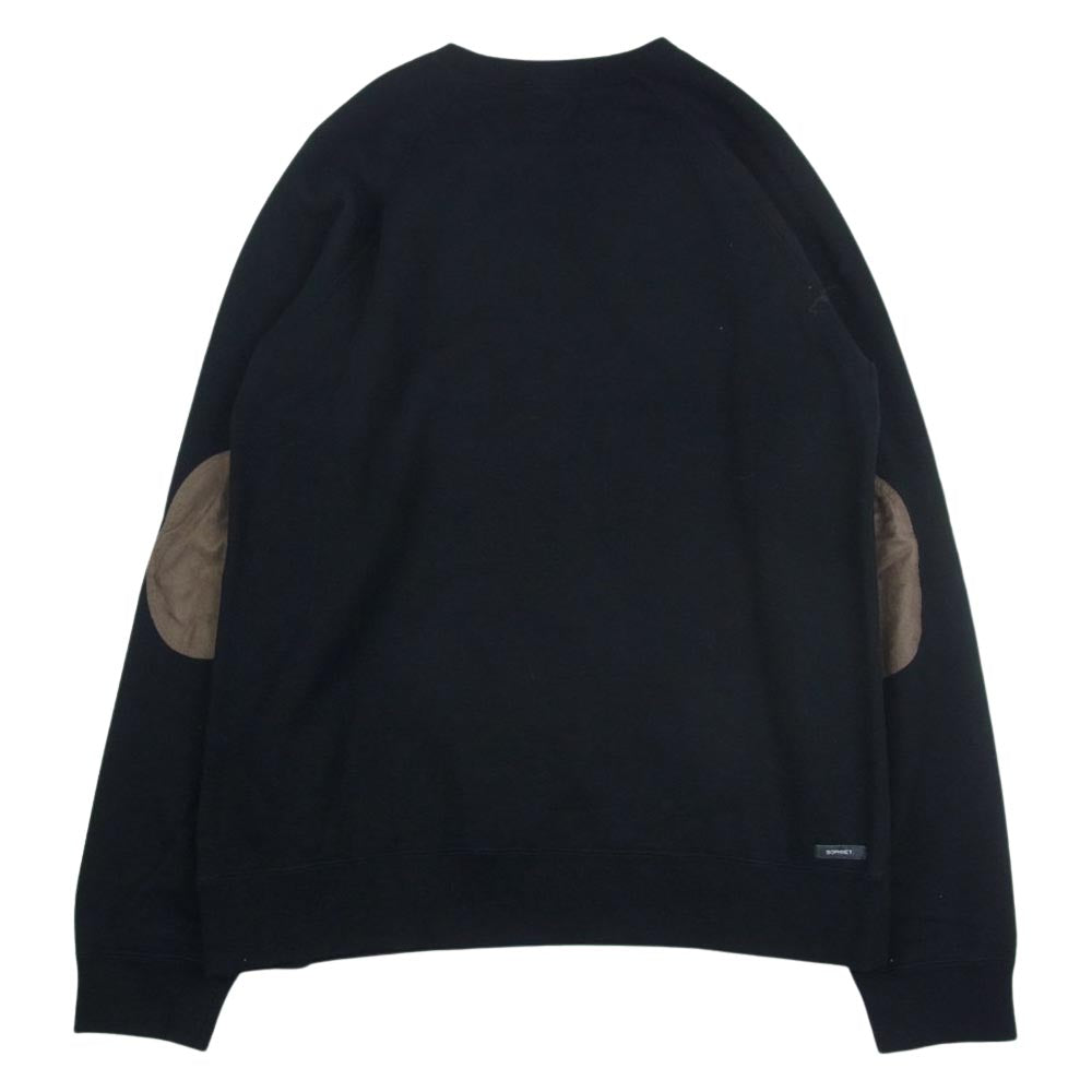 SOPHNET. ソフネット 19AW SOPH-192022 ELBOW PATCH CREW NECK SWEAT エルボーパッチ クルーネック スウェット ブラック系 L【中古】