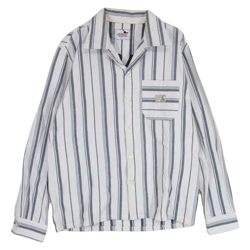 GANGSTERVILLE ギャングスタービル 17AW GSV-17-AW-28 Classic Parlor Stripe Shirts クラシック パーラー ストライプ シャツ 長袖 ホワイト系 ネイビー系 S【中古】