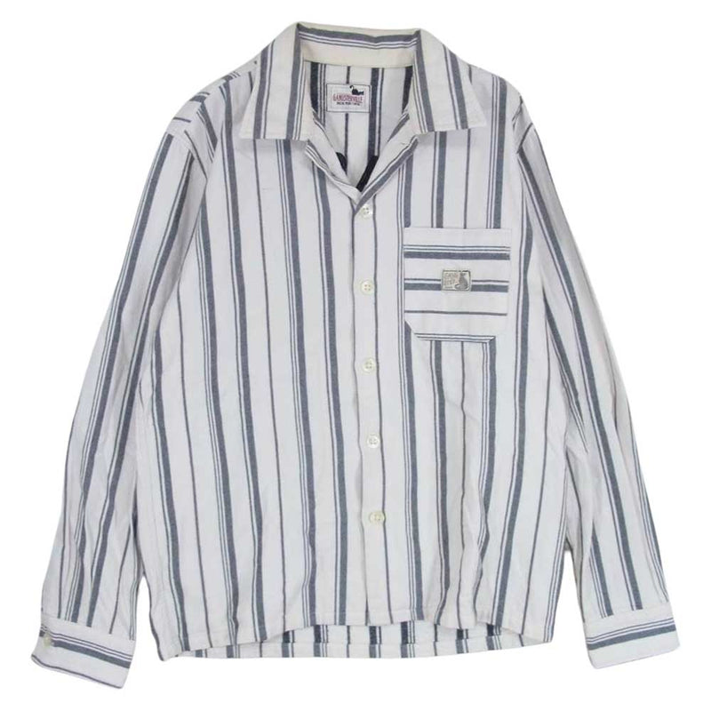 GANGSTERVILLE ギャングスタービル 17AW GSV-17-AW-28 Classic Parlor Stripe Shirts クラシック パーラー ストライプ シャツ 長袖 ホワイト系 ネイビー系 S【中古】