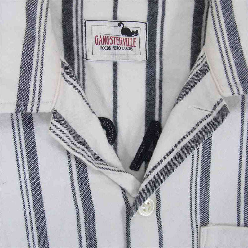 GANGSTERVILLE ギャングスタービル 17AW GSV-17-AW-28 Classic Parlor Stripe Shirts クラシック パーラー ストライプ シャツ 長袖 ホワイト系 ネイビー系 S【中古】