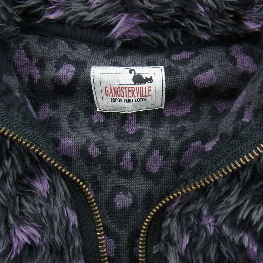 GANGSTERVILLE ギャングスタービル 18AW GSV-18-AW-24 RISE ABOVE SHAGGY PARKA シャギー ジップアップ パーカー レオパード ブラック/パープル S【中古】