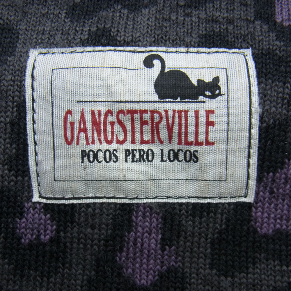 GANGSTERVILLE ギャングスタービル 18AW GSV-18-AW-24 RISE ABOVE SHAGGY PARKA シャギー ジップアップ パーカー レオパード ブラック/パープル S【中古】