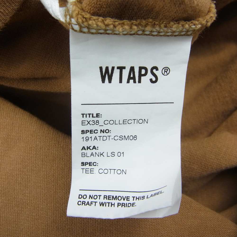 WTAPS ダブルタップス 19SS 191ATDT-CSM06  BLANK LS 01 TEE COTTON 長袖 Tシャツ カットソー ロンT ブラウン系 02【中古】