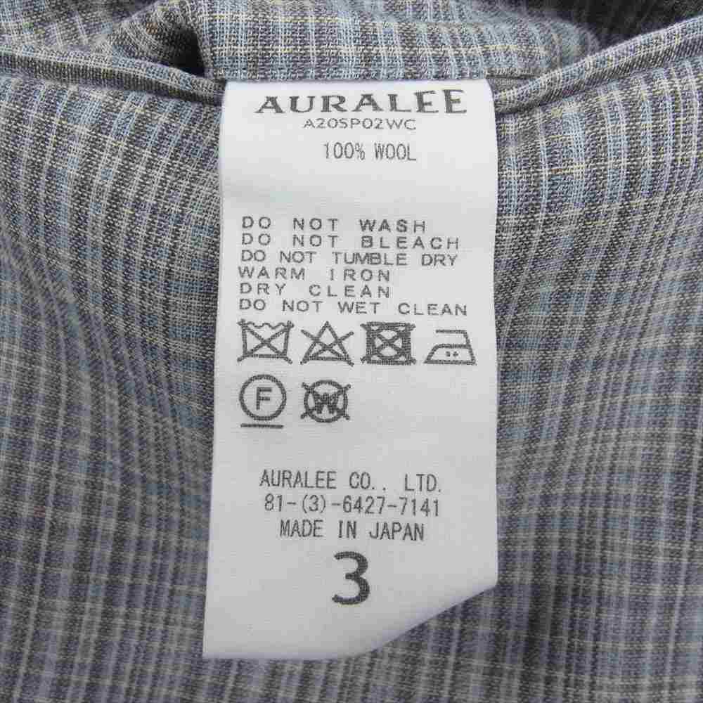 AURALEE オーラリー 20SS A20SPO2WC HARD TWIST WOOL DOUBLE FACE CHECK SLACKS ハードツイストウール ダブルフェイス チェック スラックス パンツ グレー系 3【中古】