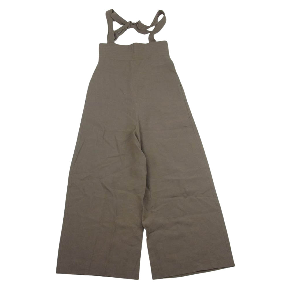 シンメ リネン100％ 麻パン サロペット オールインワン ブラウン系 F【中古】