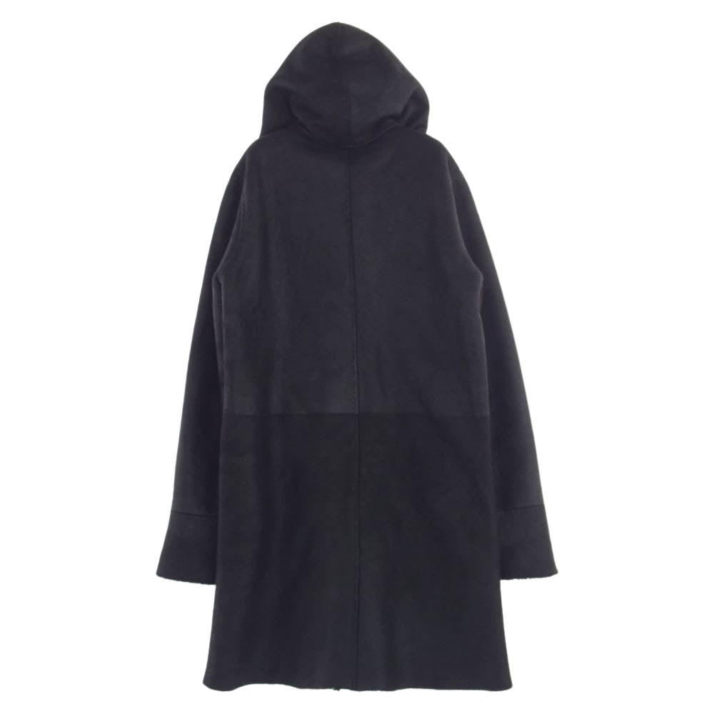 シシ フード付き ムートン レザー コート ブラック系【中古】